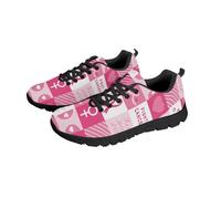 NETILGEN Comode scarpe da corsa con tessuto Air-Mesh, scarpe stringate per palestra, sport, fitness, scarpe da corsa, Puzzle per la coscienza del cancro al seno, 44 EU