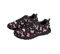 NETILGEN Comode scarpe da corsa con tessuto Air-Mesh, scarpe stringate per palestra, sport, fitness, scarpe da corsa, Fiocco rosa su nero, 41 EU