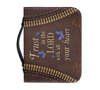 NETILGEN Copertina per bibbia in pelle PU per donne e ragazze, borsa da chiesa con manico e cerniera, antimacchia, protezione Bibbia - Trust in The Lord with All Your Heart