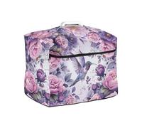 NETILGEN Copertura antipolvere trapuntata a forma di colibrì con rose, compatibile con la maggior parte delle macchine da cucire, custodia protettiva per il trasporto con apertura superiore e tasca