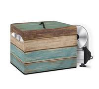 NETILGEN Copertura per affettatrice per carne, robusta, antipolvere, impermeabile, per elettrodomestici da cucina, con tasca organizer per altri accessori, venature del legno rustico