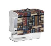 NETILGEN Copertura per macchina da cucire domestica con lato trasparente, manico superiore e tasca con cerniera, protezione antipolvere trapuntata per macchina da cucire domestica stampa libri retrò