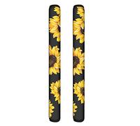 NETILGEN - Coppia di maniglie per porta del frigorifero, in poliestere, motivo piante di fiori, decorazione per elettrodomestici da cucina Girasole unico.