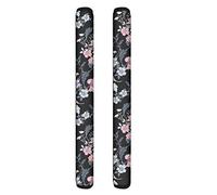 NETILGEN - Coppia di maniglie per porta del frigorifero, in poliestere, motivo piante di fiori, decorazione per elettrodomestici da cucina Fiore di prugna nero.