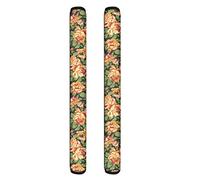 NETILGEN - Coppia di maniglie per porta del frigorifero, in poliestere, motivo piante di fiori, decorazione per elettrodomestici da cucina Rosa gialla.
