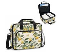 NETILGEN Custodia da viaggio compatta per accessori per proiettore, con tracolla staccabile e doppia cerniera, stampa con foglie di limone, borsa portatile per proiettore