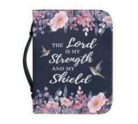 NETILGEN Custodia in pelle per la Bibbia da donna The Lord is My Strength and My Shield Bible Custodia da trasporto per Chiesa Scuola Viaggi Borse portatili con tasca con zip