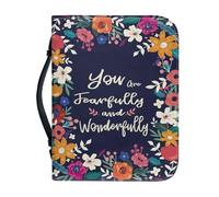 NETILGEN Custodia in pelle per la Bibbia da donna You are Fearfully and Wonderfully Bible Custodia per Chiesa Scuola Viaggi Borse portatili con tasca con zip