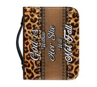 NETILGEN Custodia per bibbia con manico o custodia protettiva per libro da donna e ragazza, in pelle PU, borsa da chiesa, pochette portatile, Dio è dentro di lei, non cadrà, L-25.9x17.8 cm