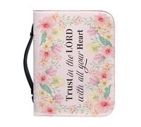 NETILGEN Custodia per bibbia con manico o custodia protettiva per libro da donna e ragazza, in pelle PU, borsa da chiesa, pochette portatile, Confida nel Signore con tutto il tuo cuore, L-25.9x17.8 cm
