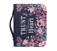 NETILGEN Custodia per bibbia in pelle PU per donne e ragazze, borsa da chiesa con manico e cerniera, antimacchia, protezione Bibbia - Trust in The Lord with All Your Heart Flower