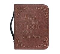 NETILGEN Custodia per bibbia in pelle PU per donne e uomini, stile retrò, con scritta "Trust in The Lord with All Your Heart", grande capacità, adatta per libri, penne, chiesa, regali cristiani