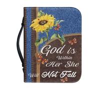NETILGEN Custodia per bibbia per donne, uomini, ragazze, in pelle PU, grande, per il trasporto di libri, borsa per chiesa, regali cristiani, Dio è dentro di lei, non cadrà, XL-20.3x28.5 cm