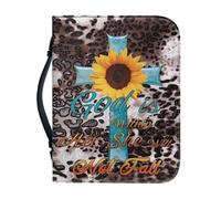 NETILGEN Custodia per bibbia per donne, uomini, ragazze, in pelle PU, grande, per il trasporto di libri, borsa per chiesa, regali cristiani, Croce girasole Dio è dentro di lei lei lei non cadrà, M