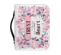 NETILGEN Custodia per bibbia per donne, uomini, ragazze, in pelle PU, grande, per il trasporto di libri, borsa per chiesa, regali cristiani, Confida nel Signore con tutto il tuo cuore, XL-20.3x28.5 cm