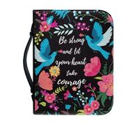 NETILGEN Custodia per la Bibbia da donna in pelle PU con scritta "Be Strong and Let Your Heart Take Courage Hummingbird Zipper Stufy Bibbia Regali per adolescenti e ragazze