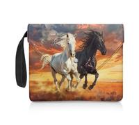 NETILGEN Custodia per libri di testo per copertina rigida per notebook con copertina rigida custodia per libri lavabile borsa per riporre libri regali per il ritorno a scuola, cavallo in corsa