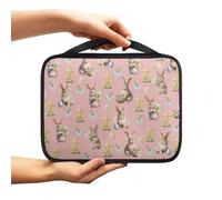 NETILGEN Custodia per notebook con manico, in tela di poliestere, per studio delle Scritture, protezione per la Bibbia, regalo per donne, uomini, bambini, coniglietto, uovo, croce, rosa