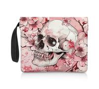 NETILGEN Custodia protettiva per libri per gli amanti dei libri, con maniglia per il trasporto, riutilizzabile, 30 x 24 cm, regalo per il rientro a scuola, teschio, fiore rosa