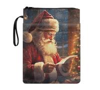 NETILGEN Custodia protettiva per libri vintage con Babbo Natale, con cerniera, per bambini e adulti, lavabile, per gli amanti dei libri, libri in brossura, copertina rigida, diario biblico, libri di