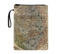 NETILGEN Custodia protettiva vintage con mappa del mondo, con cerniera, per bambini e adulti, lavabile, per gli amanti dei libri, libri in brossura, con copertina rigida, diario biblico, libri di