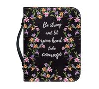NETILGEN Flower Be Strong and Let Your Heart Take Courage Bibbia Cover con manico e cerniera in pelle PU forniture per lo studio della Bibbia per donne uomini Chiesa caso