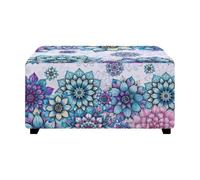 NETILGEN Fodera per ottomana decorativa per la casa, copertura decorativa per poggiapiedi, mandala, fiore e fiore, copertura elastica per poggiapiedi con bordi elastici, per soggiorno, camera da