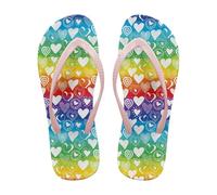 NETILGEN Infradito donna infradito infradito air mesh, comode pantofole estive spiaggia sandali antiscivolo, Amore arcobaleno, 35 EU