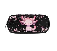 NETILGEN Matite di grande capacità per bambini, ragazze, scuola, cancelleria, portapenne, organizer per cassetti, Rosa Fiori Axolotl, Cartella per la scuola