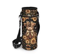 NETILGEN Portaborraccia con tracolla, borsa per bottiglia d'acqua, per escursioni, passeggiate, viaggi, per donne e ragazze, Girasole Highland Mucca, Organizer per borse