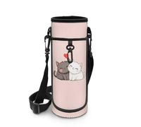 NETILGEN Portaborraccia con tracolla, borsa per bottiglia d'acqua, per escursioni, passeggiate, viaggi, per donne e ragazze, Gatti in cartone animato., Organizer per borse