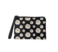 NETILGEN Portafoglio mini portamonete per signore ragazze piccolo trucco flanella borsa donna viaggio articoli da toeletta carta di credito organizzatore sacchetto, Stampa margherita., Portamonete