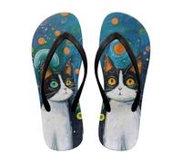 NETILGEN Sandali da spiaggia da donna, infradito ad asciugatura rapida, impermeabili e piatti, comodi, Pittura A Olio Di Gatti Divertenti, 39 EU