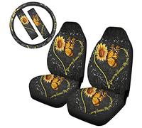 NETILGEN, set di 5 coprisedili universali per auto, con coprivolante+cuscinetti per cinture di sicurezza, adatti per la maggior parte delle auto, SUV, furgoni