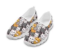 NETILGEN Sneaker da donna da infilare, scarpe a rete bassa, scarpe basse leggere, scarpe basse traspiranti da corsa e da passeggio, Puzzle per gatti, 42 EU