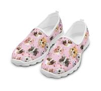 NETILGEN Sneaker da donna da infilare, scarpe a rete bassa, scarpe basse leggere, scarpe basse traspiranti da corsa e da passeggio, Gatti cane puzzle, 38 EU