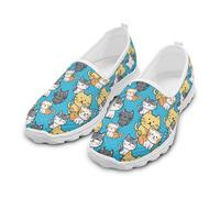 NETILGEN Sneaker slip-on da donna, comode e imbottite, basse, leggere, per la primavera e l'estate, scarpe basse, Puzzle per gatti, 40 EU