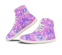 NETILGEN Sneakers alte da donna in pelle PU con lacci, scarpe da corsa in mesh antiscivolo, scarpe da tennis, scarpe a piedi nudi, Stelle Batik, 42 EU