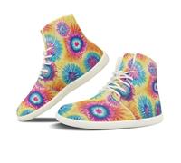 NETILGEN Sneakers alte da donna in pelle PU con lacci, scarpe da corsa in mesh antiscivolo, scarpe da tennis, scarpe a piedi nudi, Acquerello Batik, 44 EU