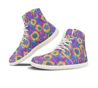 NETILGEN Sneakers alte da donna in pelle PU con lacci, scarpe da corsa in mesh antiscivolo, scarpe da tennis, scarpe a piedi nudi, Batik Viola Giallo, 45 EU