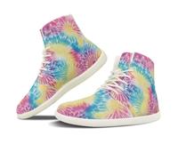 NETILGEN Sneakers alte da donna in pelle PU con lacci, scarpe da corsa in mesh antiscivolo, scarpe da tennis, scarpe a piedi nudi, Arcobaleno Batik, 41 EU