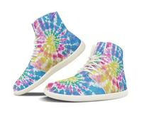 NETILGEN Sneakers alte da donna in pelle PU con lacci, scarpe da corsa in mesh antiscivolo, scarpe da tennis, scarpe a piedi nudi, Batik colorato, 39 EU