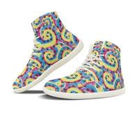 NETILGEN Sneakers alte da donna in pelle PU con lacci, scarpe da corsa in mesh antiscivolo, scarpe da tennis, scarpe a piedi nudi, Motivo Batik con zampe di cane, 43 EU