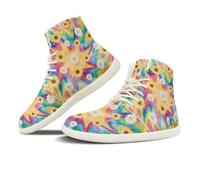NETILGEN Sneakers alte da donna in pelle PU con lacci, scarpe da corsa in mesh antiscivolo, scarpe da tennis, scarpe a piedi nudi, Margherita Batik, 41 EU