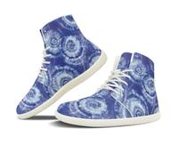 NETILGEN Sneakers alte da donna in pelle PU con lacci, scarpe da corsa in mesh antiscivolo, scarpe da tennis, scarpe a piedi nudi, Motivo batik blu, 41 EU