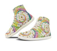NETILGEN Sneakers alte da donna in pelle PU con lacci, scarpe da corsa in mesh antiscivolo, scarpe da tennis, scarpe a piedi nudi, Batik margherite, 44 EU