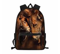 NETILGEN Zaino per bambini, ragazzi e ragazze, zaino per libri scolastici, zaino personalizzato per il rientro a scuola, Famiglia Cavalli, Taglia unica