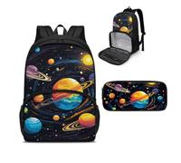 NETILGEN Zaino termico per il pranzo, zaino termico per laptop, borsa per il pranzo con astuccio per picnic, viaggi, lavoro, regalo per donne, Pianeta del sistema solare, Taglia unica, Zaini Daypack