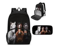 NETILGEN Zaino termico per il pranzo, zaino termico per laptop, borsa per il pranzo con astuccio per picnic, viaggi, lavoro, regalo per donne, Cavallo tricolore, Taglia unica, Zaini Daypack