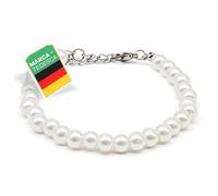 Netrox - Bracciale con perle fatto a mano - Braccialetto con perline di vetro bianche per uomo e donna - lunghezza regolabile - gioielli eleganti, regalo, accessori moda, bijoux, stile minimal